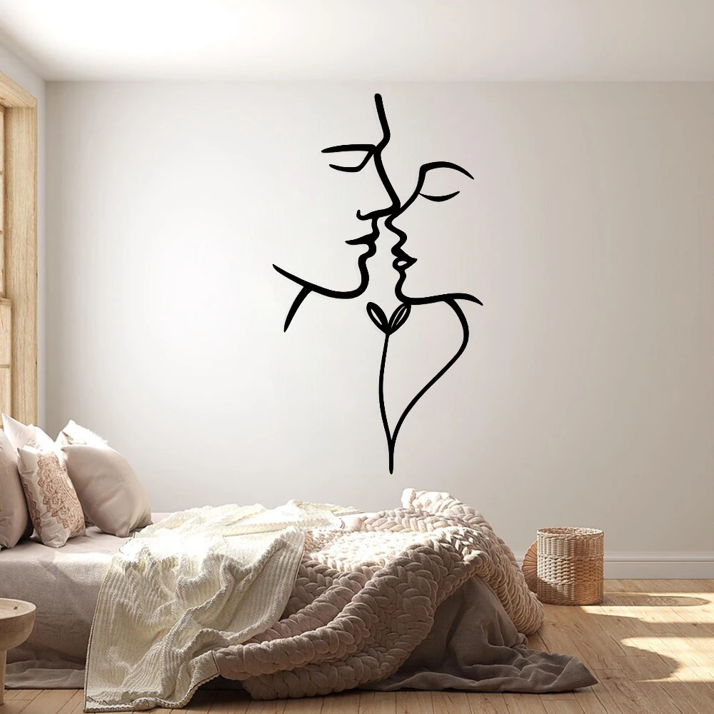 Minimalist Couple Wall Sticker Love and Connection Silhouette Modern Line Wall Decal for Home Bedroom Decor Vinyl Decals S735