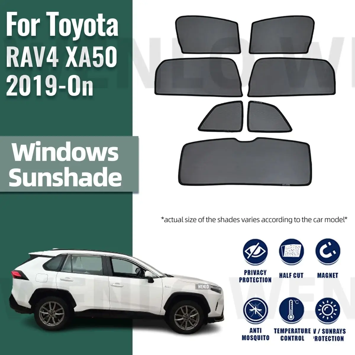 Pára-sol magnético dianteiro e traseiro do carro, pára-brisa traseiro, cortina, janela lateral, sombra do sol, viseira, Toyota RAV4, 2019-2022, 2023, 2024 RAV 4