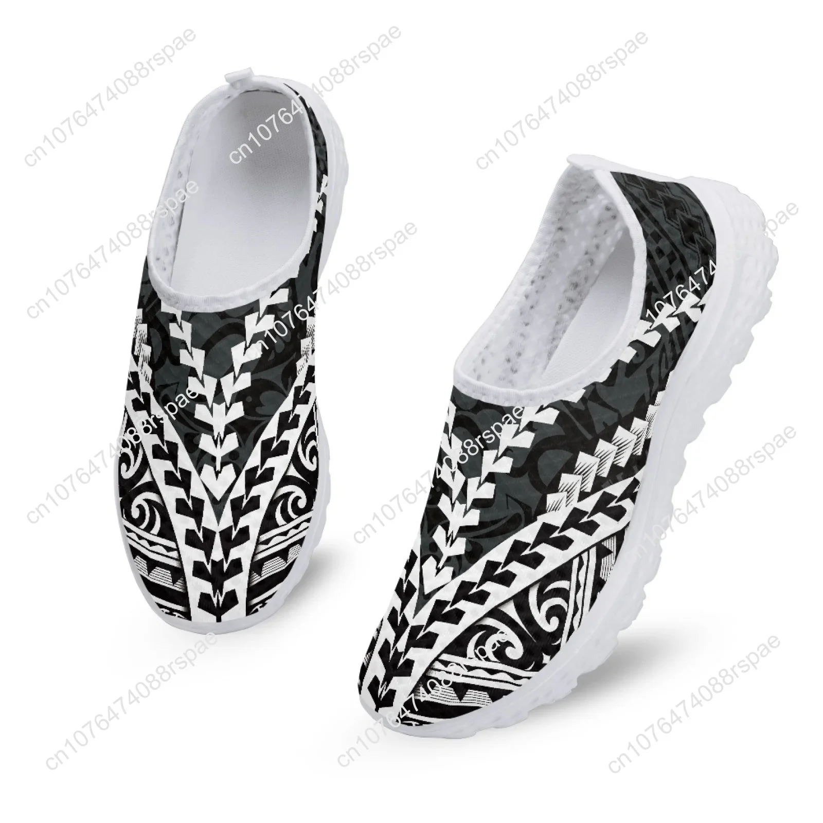 Zapatillas de deporte informales antideslizantes para correr, zapatos de malla ligeros y transpirables, tatuaje de tótem de Fijian Tribal polinesiano, estampados de Fijian