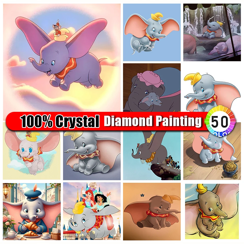 

Merdika 100% Crystal Diamond Painting Dumbo Animal Diamond Mosaic Disney Cartoon Baby Full Drill Mosaic DIY Home Decor Gift