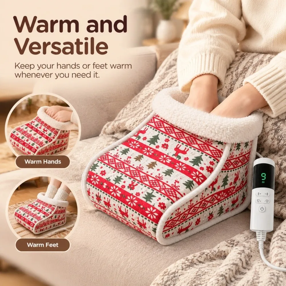 Plug-Type Heated Foot Warmer Adjustable Temperature Timing Control Thermal Massage Cushion UK Plug US Plug Electric Heating Pad