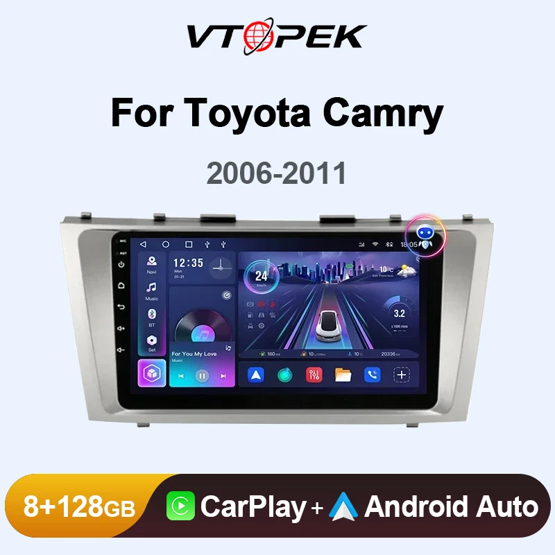 

Vtopek 9" 4G DSP 2din Android 11.0 Car Radio Multimedia Video Players Navigation GPS For Toyota Camry 40 50 2006-2011 Head Unit