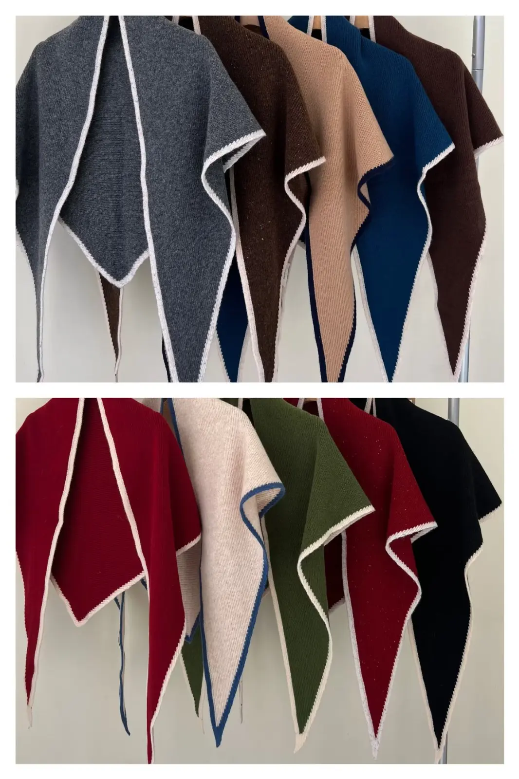 100% Wool Pure Wool High-end Small Fragrance Outer Triangle Scarf Shawl Women's Autumn and Winter Solid Color Wool Scarf