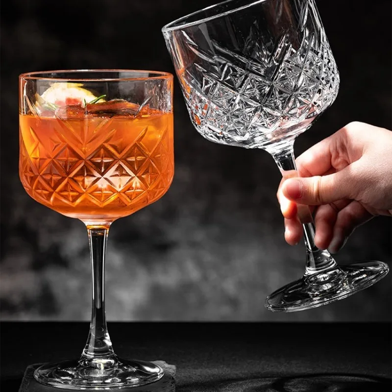 European Style Wide Mouth Engraved Cocktail Glass Gin Tonic Glasses Cup Creative Stemmed Glass Cups Champagne Flute Bar Tools