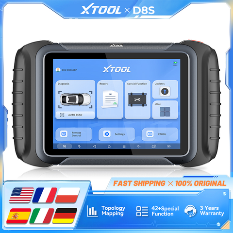 XTOOL D8S Car Diagnostic Tool ECU Coding OBD2 Scanner Topology Map Automotive Tool Key Programming with 42+ Reset DOIP CANFD FCA
