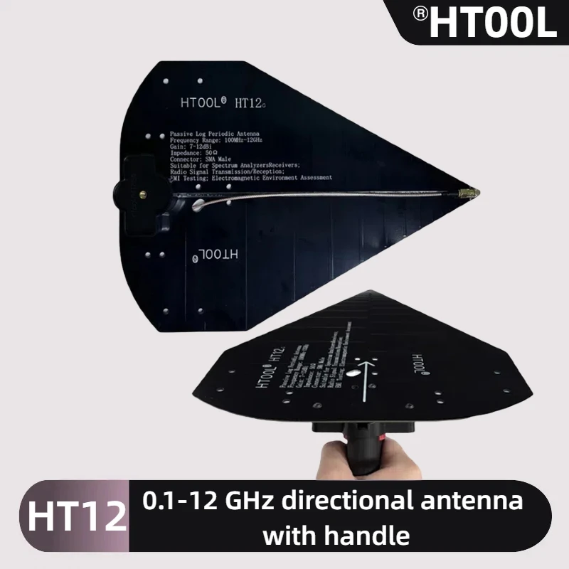 HTOOL 0.1-12GHz Directional Antenna HT12 Log-Periodic Antenna Handheld Passive High Precision Gain 7~12dBi with handle