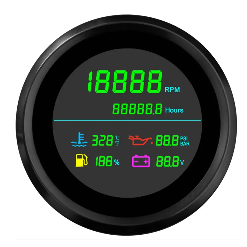 Motorcycle Tachometer Hour Meter Oil Temperature Fuel Gauge Multi Function Gauge