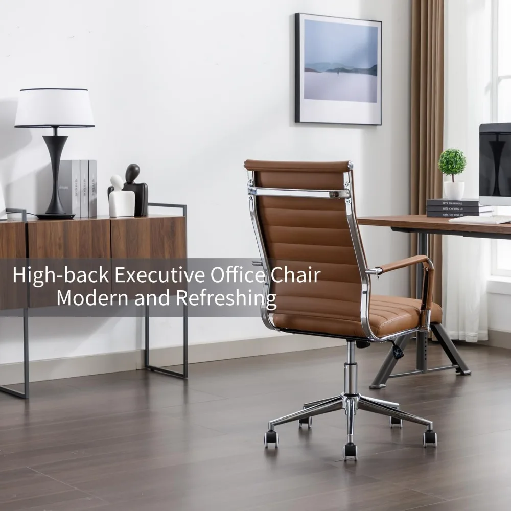 Sedia da ufficio in pelle, sedie per sala conferenze con ruote, computer esecutivo moderno con schienale alto, ergonomico, girevole, a costine
