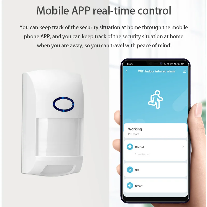 

Human Body Induction Monitor Tuya Intelligent APP Wifi Infrared Alarm PIR Wireless Detector Indoor Anti-theft Pet Prevention