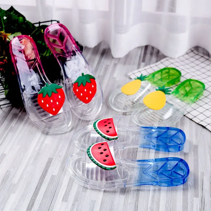 

Children's Slippers Summer Sandals Girls Fashion Cartoon Crystal Slippers Princess Girls Outside Wear Beach Home Bathing Shoes