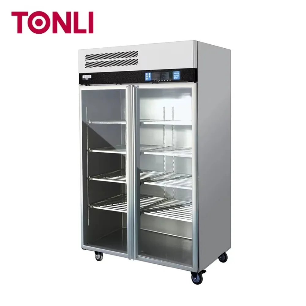 Commercial Double Door Stainless Steel Merchandiser Freezer Direct Cooling Digital Control Industrial Kitchen Equipment