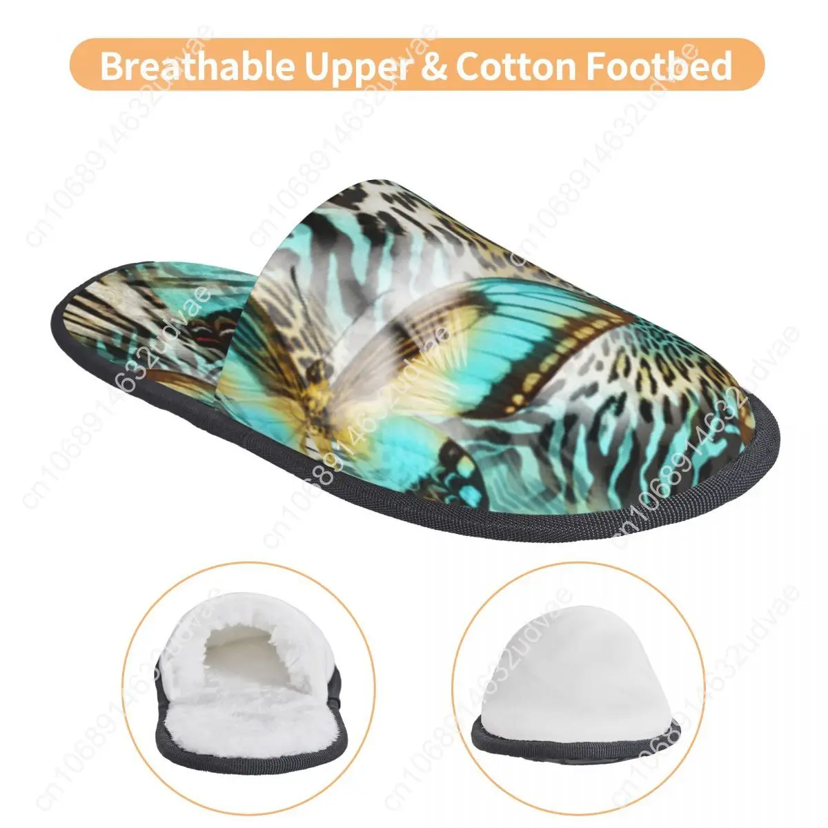 Home Slippers Indoor Bedroom Slipper Butterfly Snake Zebra Skin Flip Flops Autumn Winter Furry Plush Shoes