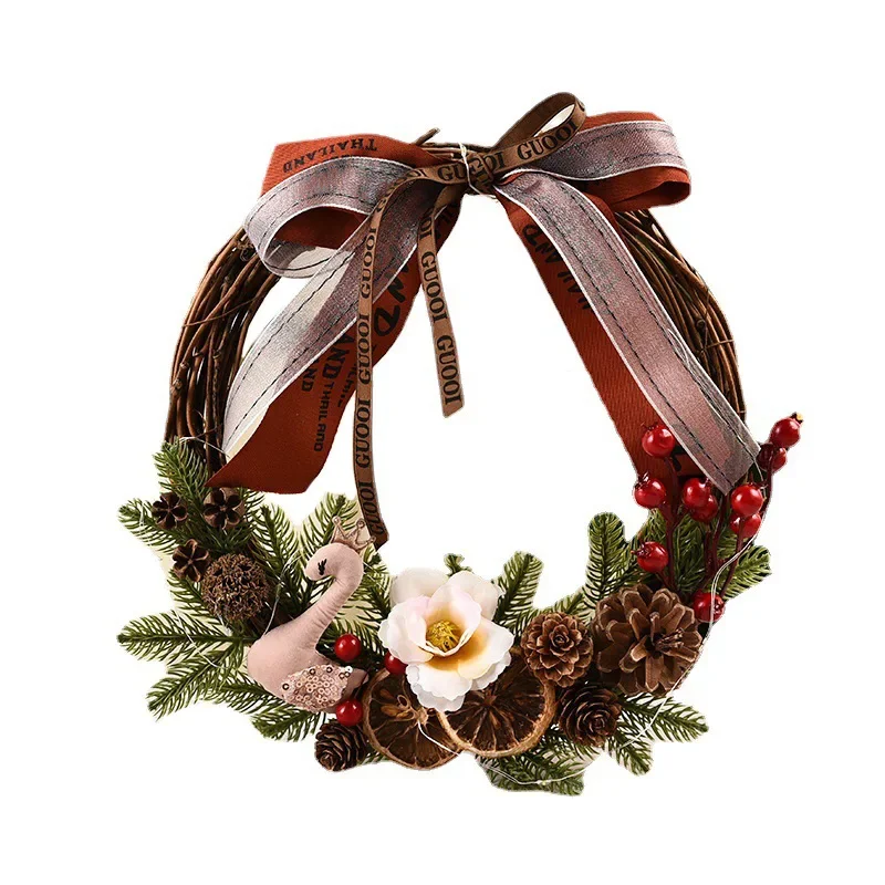 Christmas Wreath Garland Door Gold Window Wall Door Decoration Ornament for Home Hotel Mall Holiday Decoration Pendant