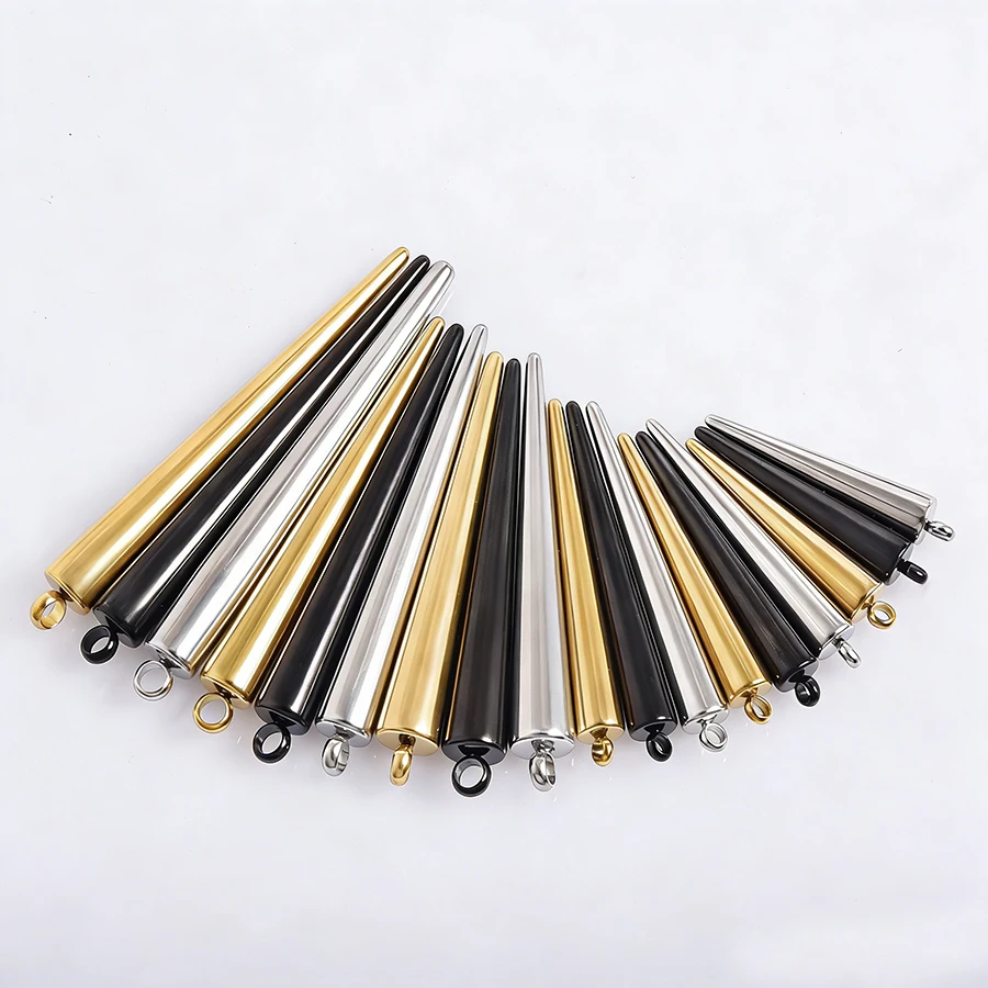 5Pcs Matel Cone Different Size Waterproof Creative Wholesale Pendant Fashion Charms Stainless Steel Making Bracelet Accessories