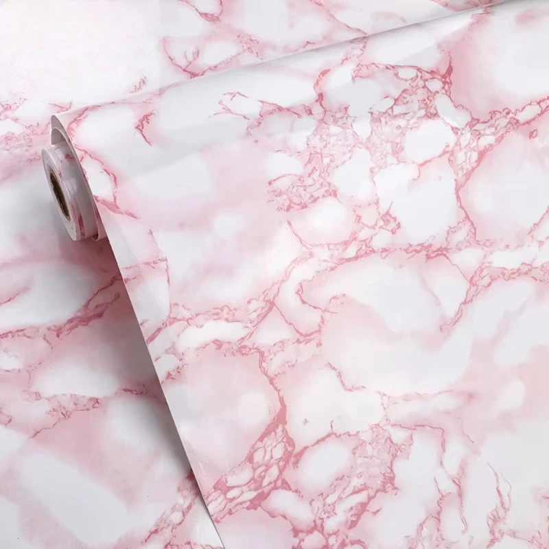 Wholesale Factory Pink/white Self Adhesive Contact 3d Modern Marble Pattern Wallpaper Marble Sticker Wall Paper PVC Wall Panel