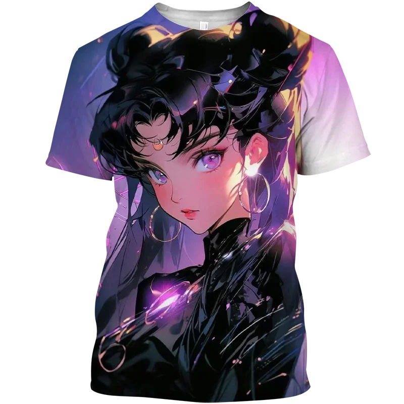 Harajuku New 2024 Street Wear T-shirt Funny T-shirt Sailor Moon Street Wear Top Female 3D Printed Female Graphic Anime Girl