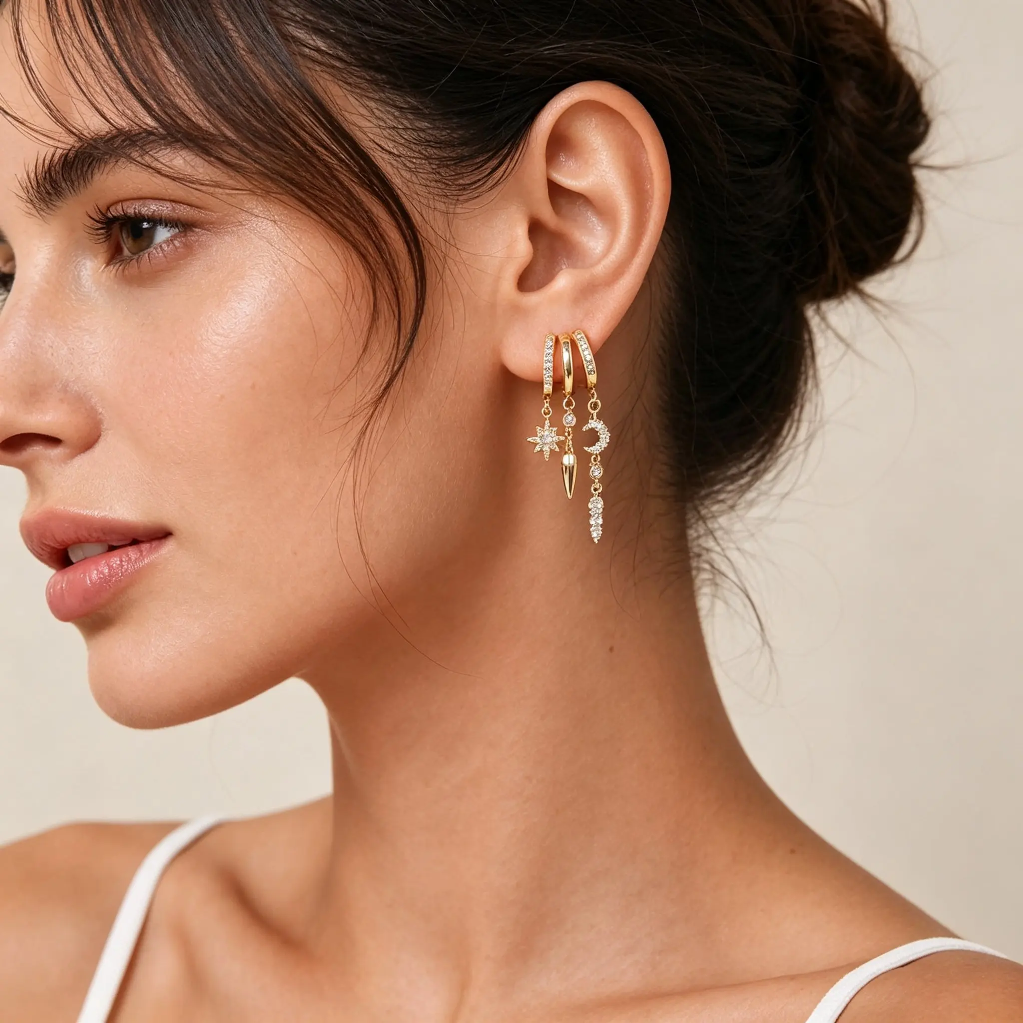 Women's Delicate Irregular Tassels Earrings Luxury Zircon Gold Color Dangle Earrings for Women Wedding Party Fashion Jewelry