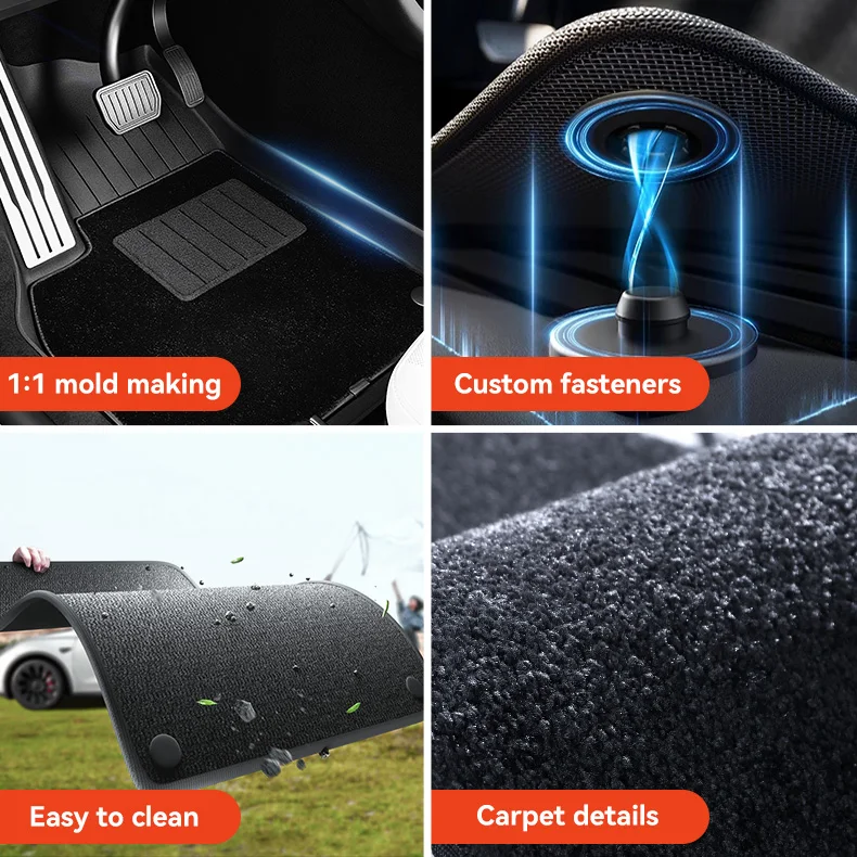 YZ Für Tesla Model Y Juniper 2025-2026 TPE Auto-Fußmatten mit Metallpedalen Kofferraummatte Set Vier Jahreszeiten Wasserdicht Rutschfest – Detail 8