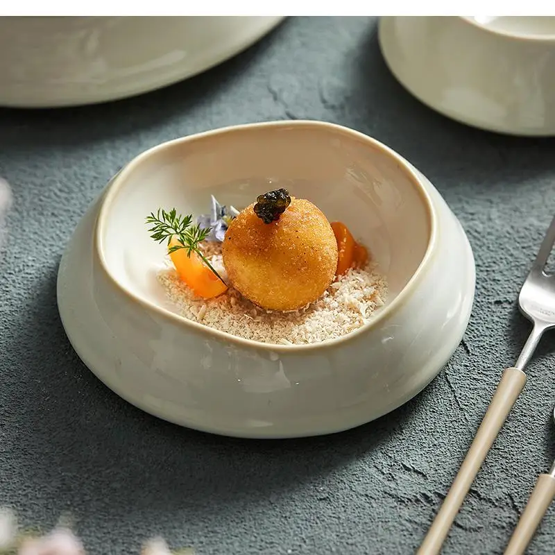 High Class Ceramic Deep Western Food, Pasta Bowl, Dessert Plate, Restaurant Dishes, Salad Decorative Kitchen Tableware