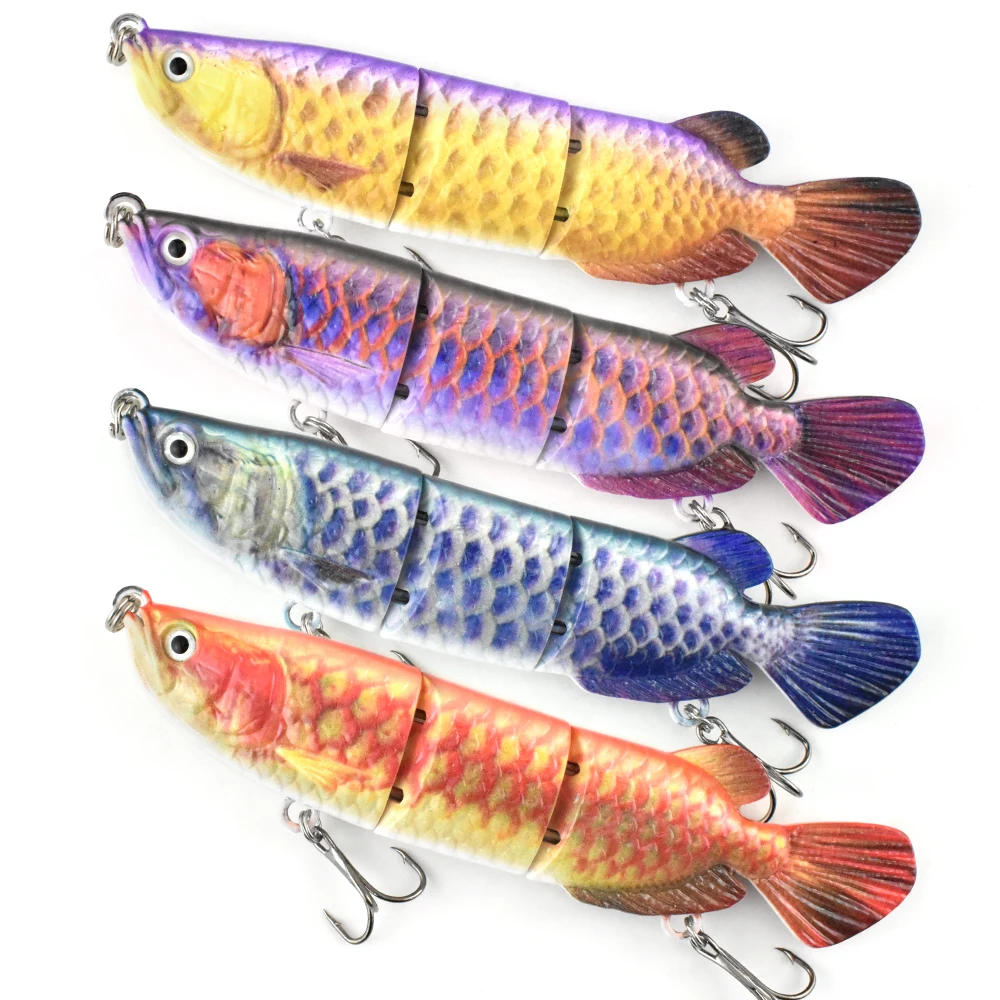 Señuelos de Pesca Articulados de 3 Secciones para Arowana, Cebo Artificial Duro de ABS, Swimbait Vívido