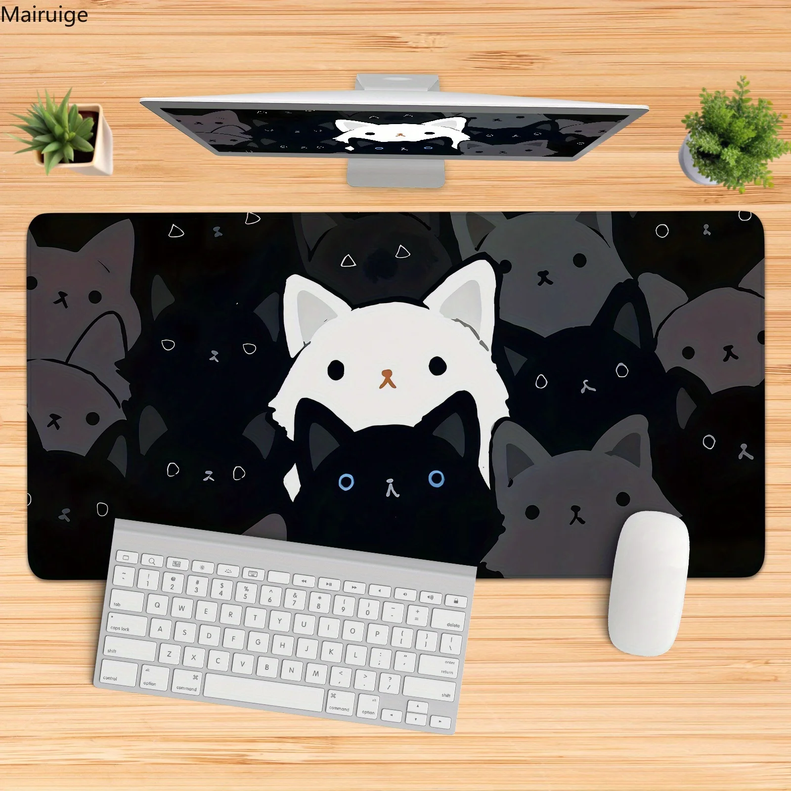 900x400MM Simpatico Mouse Pad Gatto Semplice Creativo Kawaii Grande Tappeto MousePad Accessori Per Computer Tastiera Tappetino Da Scrivania Impermeabile