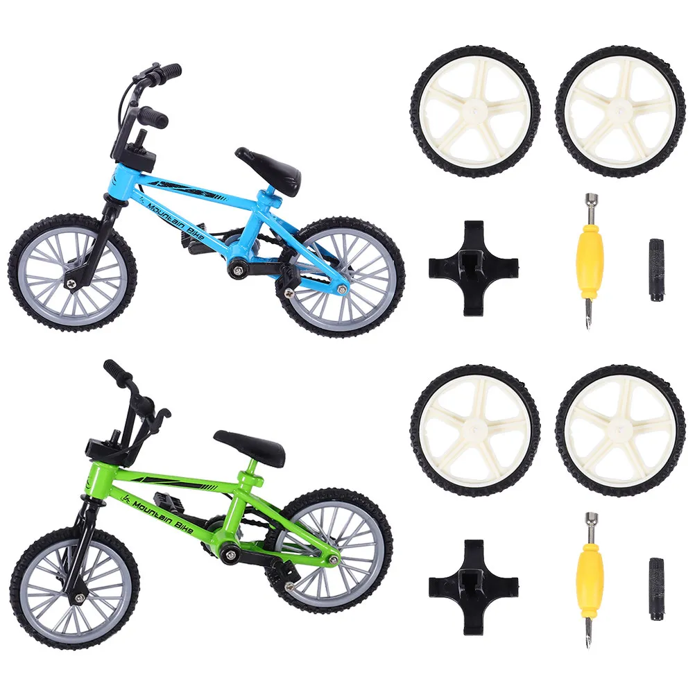 

2 Sets Finger Bike Aluminum Alloy Desktop Competitive Game Fingertip Coordination Relaxation Entertainment