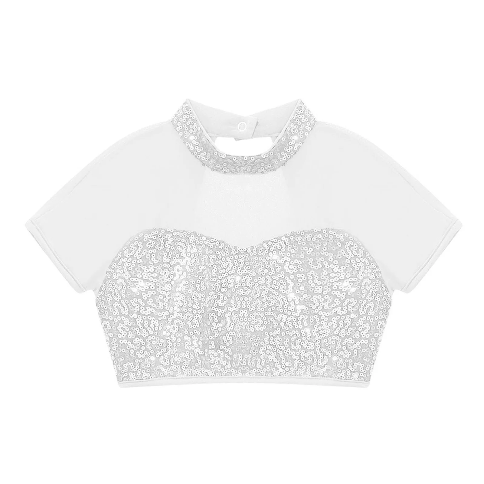 Crianças brilhantes manga curta camiseta rua wear lantejoulas camisetas para meninas hip-hop topsjazz dança palco desempenho traje