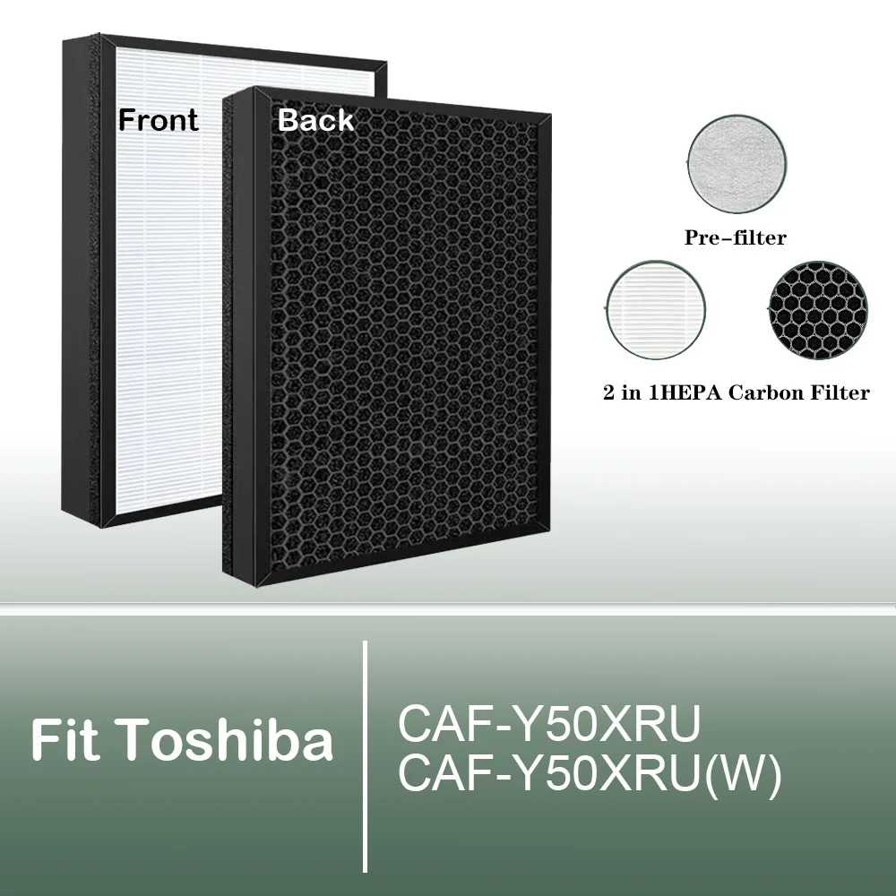 For Toshiba Air Purifier CAF-Y50XRU CAF-Y50XRU(W) Replacement 2 IN HEPA Carbon Combined Filter