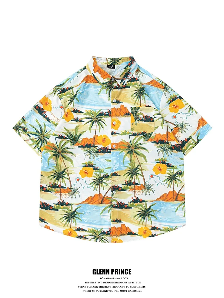 

Мужская повседневная футболка GPstudio: летняя, пляжная, с цветочным принтом, свободного кроя, молодежный тренд, с элементами комбинированного дизайна