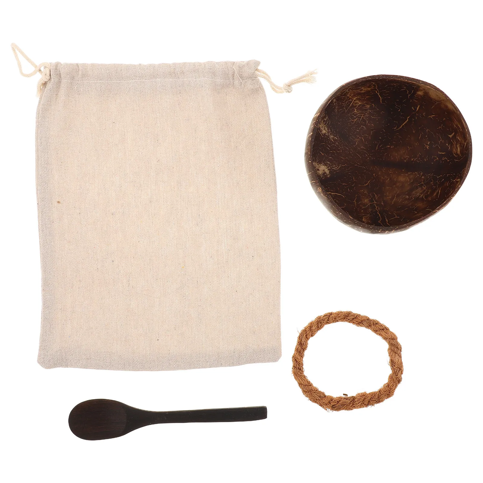 Natural Coconut Shell Facial Mask Bowl Set Small Size Including Spoon Ergonomic Design Spa Bowls for Facials Clay Mud Mask