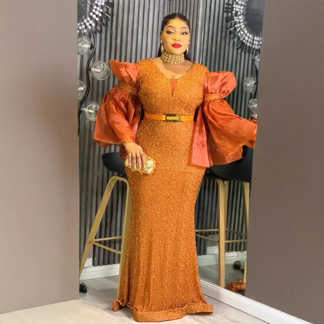 

Африканские вечерние платья больших размеров для женщин, Дашики, сексуальное облегающее длинное платье с блестками, элегантное мусульманское рождественское свадебное вечернее платье