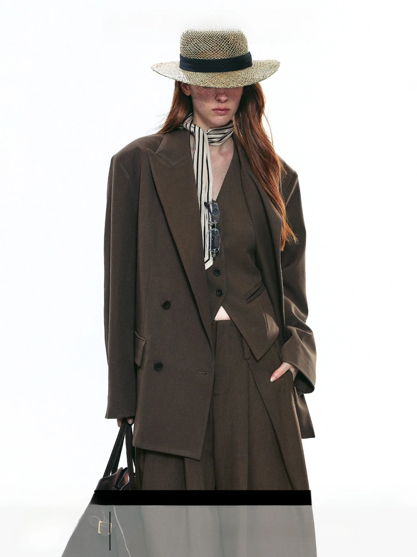 

Женский повседневный пиджак Ele Casual Sle Single Moment 25AW свободного кроя с отложным воротником, в полоску, для офиса