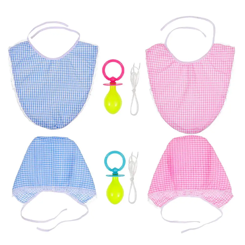 

2 Sets Baby Clothing Adult Bib Hats Props Pretend Accessories Party Outfits Costume Cosplay PE PP Fabric