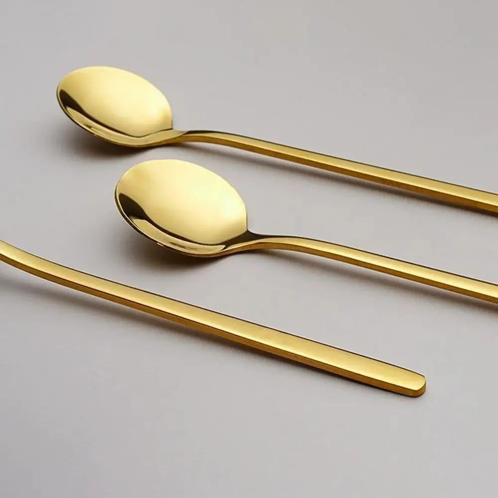 Cucharas para Aperitivos, Juego de Cucharas de Café de Acero Inoxidable Chapadas en Oro, Cucharitas Redondas Pequeñas para Postre, Helado, Cucharas para Batir Café