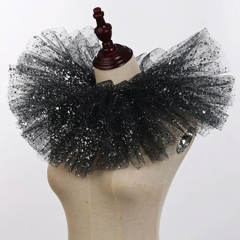 Fashion Fake Collar Victorian Detachable Jabot Collar Ruffled Lace Jabot Neck Collar Adults Stage Party Steampunk Accessory