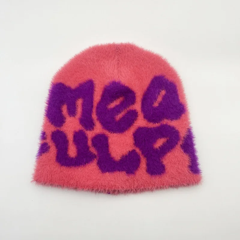 Neue Ins Beliebte Unisex Herbst Lustige Hut Nerz Pelz Winter frauen Kappe Mit Brief Beanies Hut Männer Warme Weiche Skullies bonnets Geschenk – Detail 8