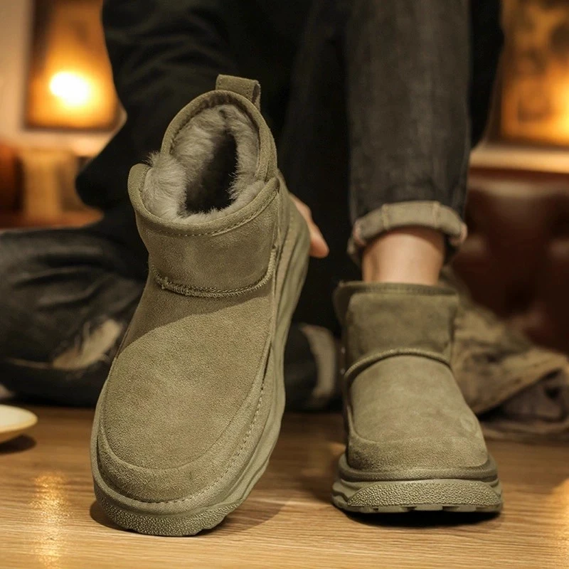 

Men's Winter Snow Boots Fleece Lined Casual Fur Integrated Thick Bottom Cotton Shoes Outdoor Cold Resistant Casual Cotton Boots