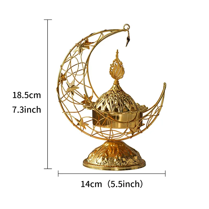 Middle Eastern Style Hand Held Crescent Moon Metal Incense Burner Tabletop Decoration Arabic Eid