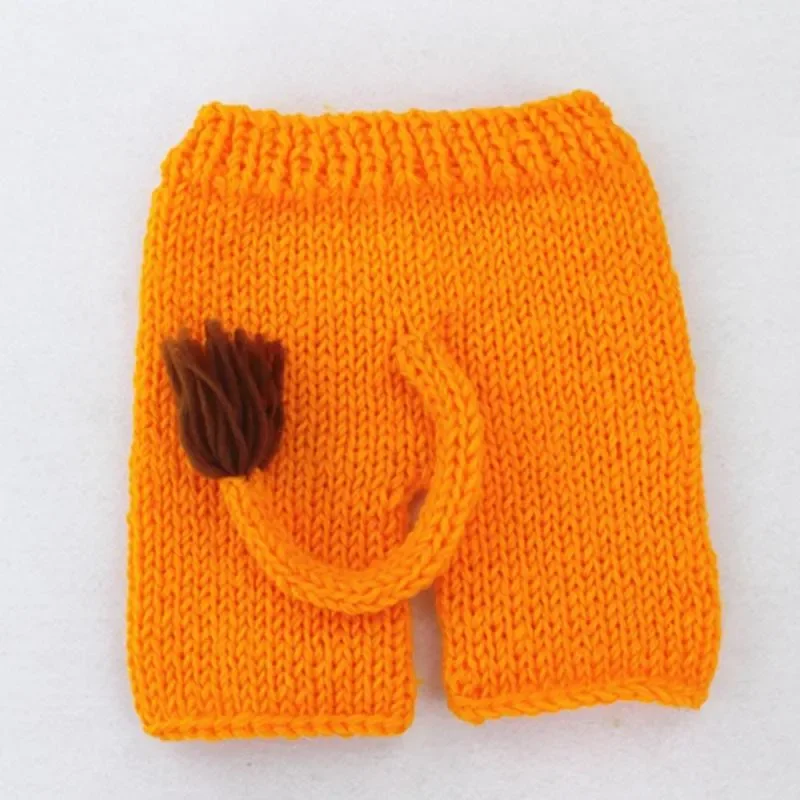 Newborn Photography Outfits Cute Animal Lion Costume Set Handmade Crochet Knitting Lion Hat Studio Baby Shooting Props Clothes