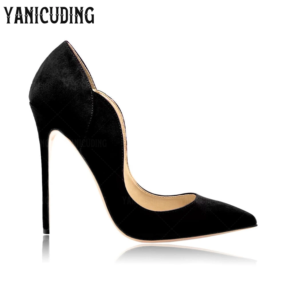 أشار تو الجلد المدبوغ الخناجر البتلة خياطة عالية الكعب مضخات مثير نمط الانزلاق على خنجر عالية الكعب أنيقة نمط مأدبة الكعوب