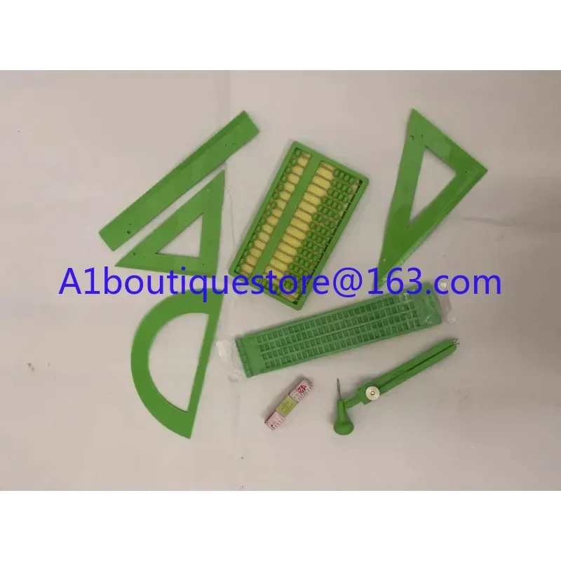 

The blind stationery set includes school supplies for blind children such as straight rulers, triangular rulers,