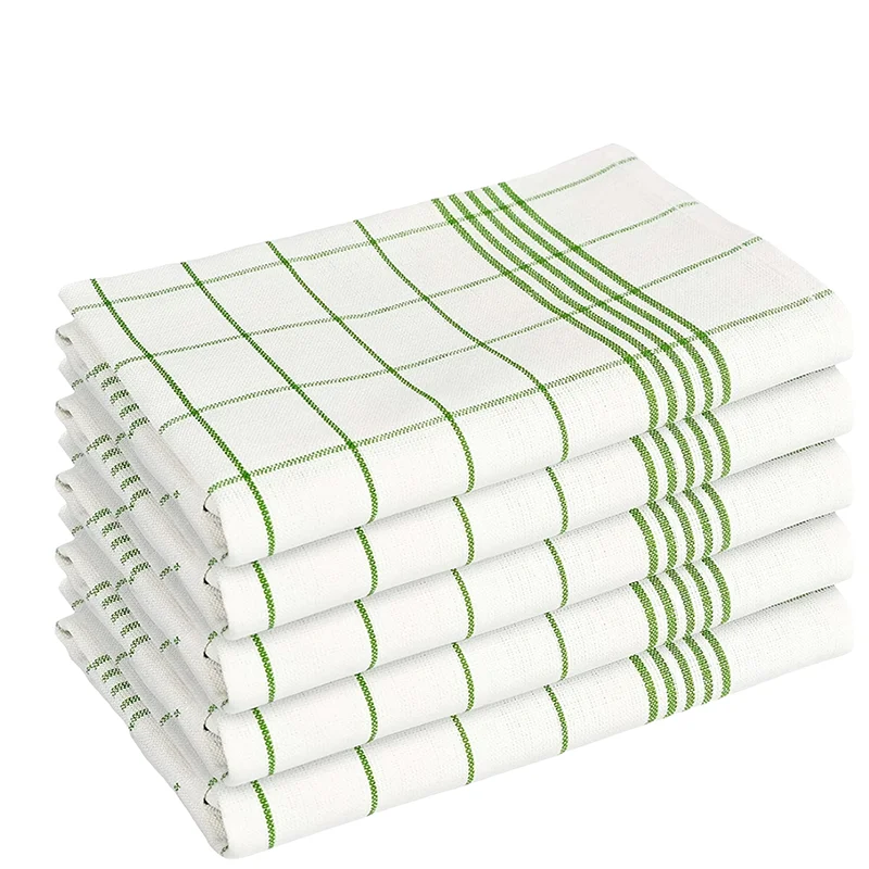 3/5/7 Pieces of Green and White Checkered Napkins, 45Cm*60Cm, Vintage Kitchen Cleaning and Decorative Towels, Kitchen Dishcloths