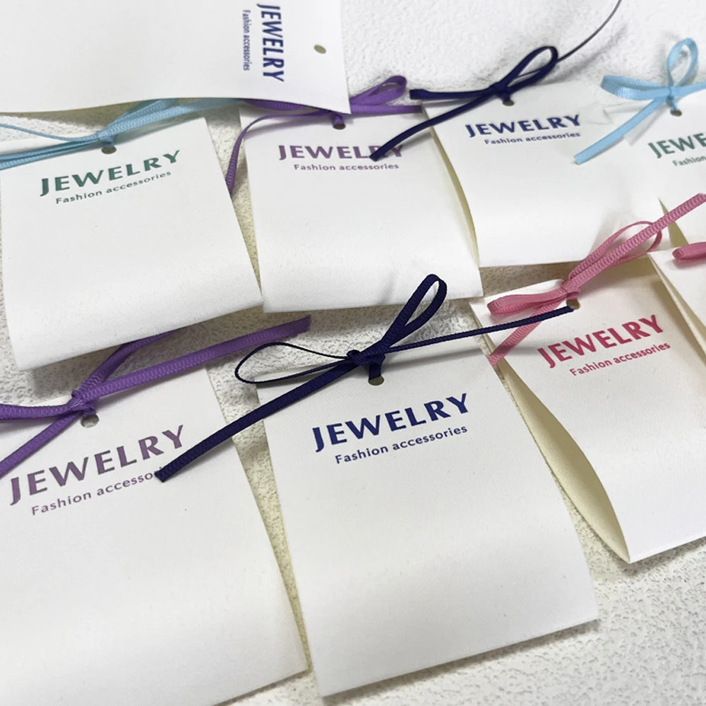 50/100 Personalisierte 6x17cm Schmuckkarten Ring Ohrring Baumwollstoff Etikettenhalter Organizer Armband Anhänger Ohrstecker Anhänger mit individuellem Namen – Detail 2