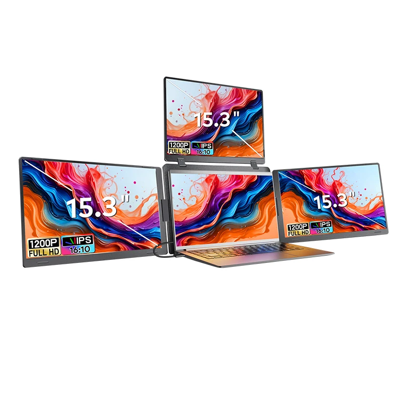 2026 Best Seller New Trend 15.3 Inch 1200P IPS Quad Portable Monitor Type C For Laptop Business Trading Gaming Dual Screen