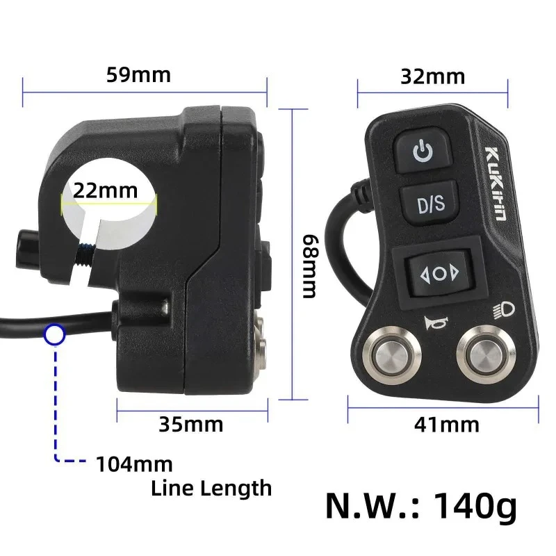 

KuKirin G3 Pro Scooter Multi-Function Control Switch 8 Pins Integrated Turn Signal Horn Headlight Control for Scooter