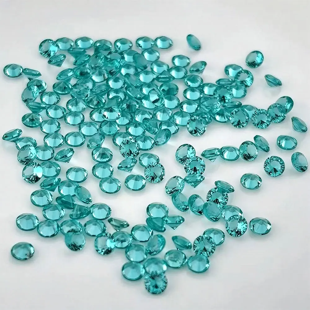 Small Size Lab Grown Paraiba Round Shape Neon Blue Colors Loose  Gemstone for DIY Ring Necklace Earrings No Certificate