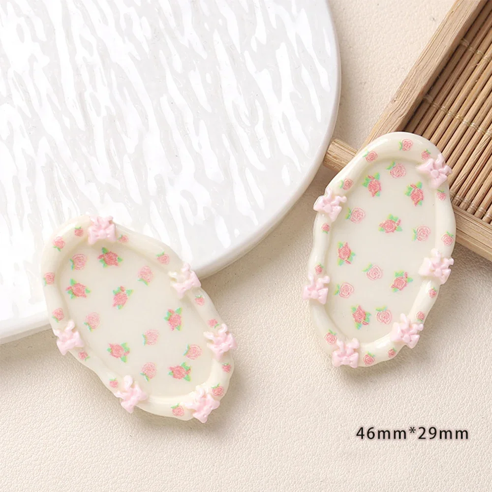 5PCS Shiny Rose Oval Plate Series Miniature Flat Back Resin Cabochons For Hairpin Scrapbooking DIY Home Decor Craft Accessories
