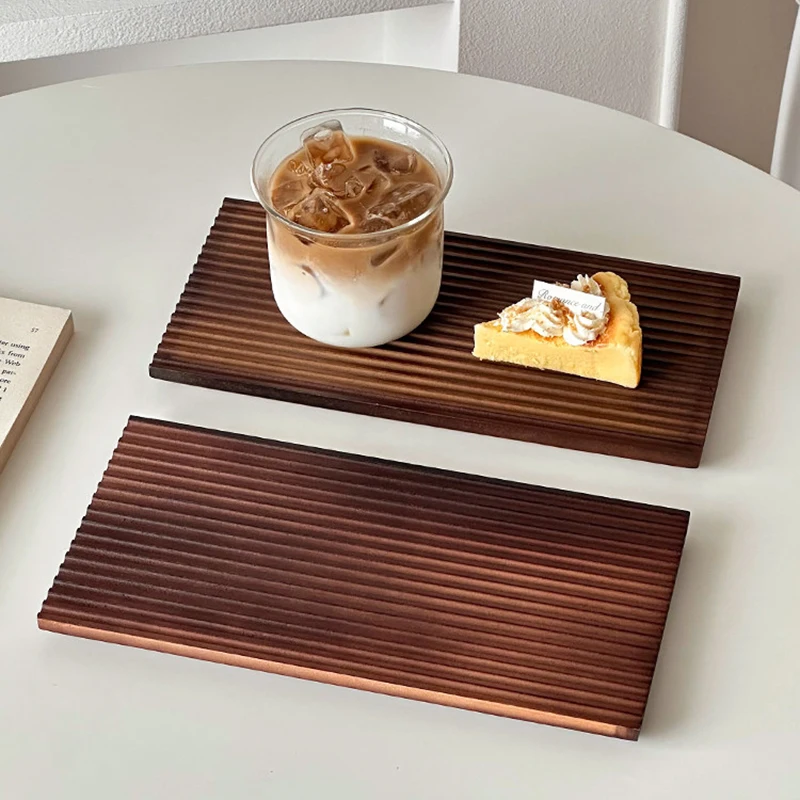 Vintage Striped Wooden Pallet Ins Style Household Afternoon Tea Dessert Pastry Square Tray Insulated Wooden Mat Tray