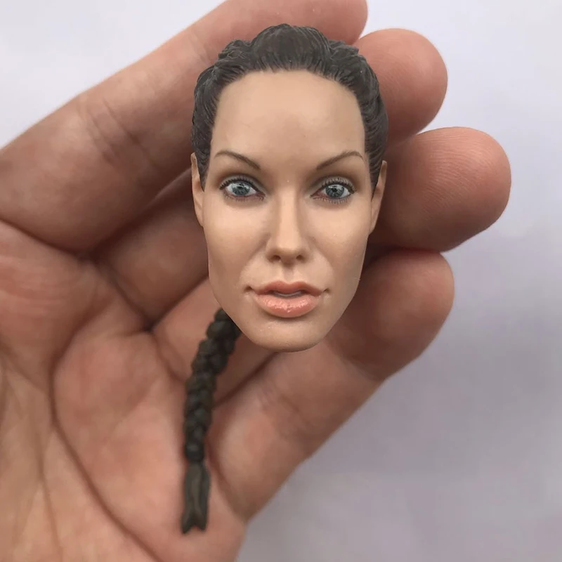 1/6 Lara Angelina Jolie com cabeça trançada esculpida modelo adequado para boneco de ação de soldado feminino de 12 ''para coleção de hobby