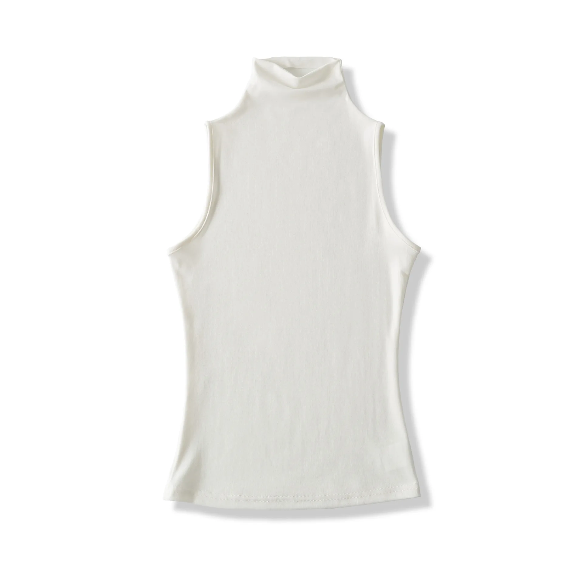 Frühling Pure Desire Hot Girl Style Elastisches Slim-Fit Halbhoher Kragen Innenschicht-Unterhemd Einfarbig Lässige Mode L25M